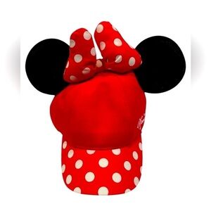 Disney Parks Minnie Mouse Youth Kid Hat Authentic Polka Dot Red Black White